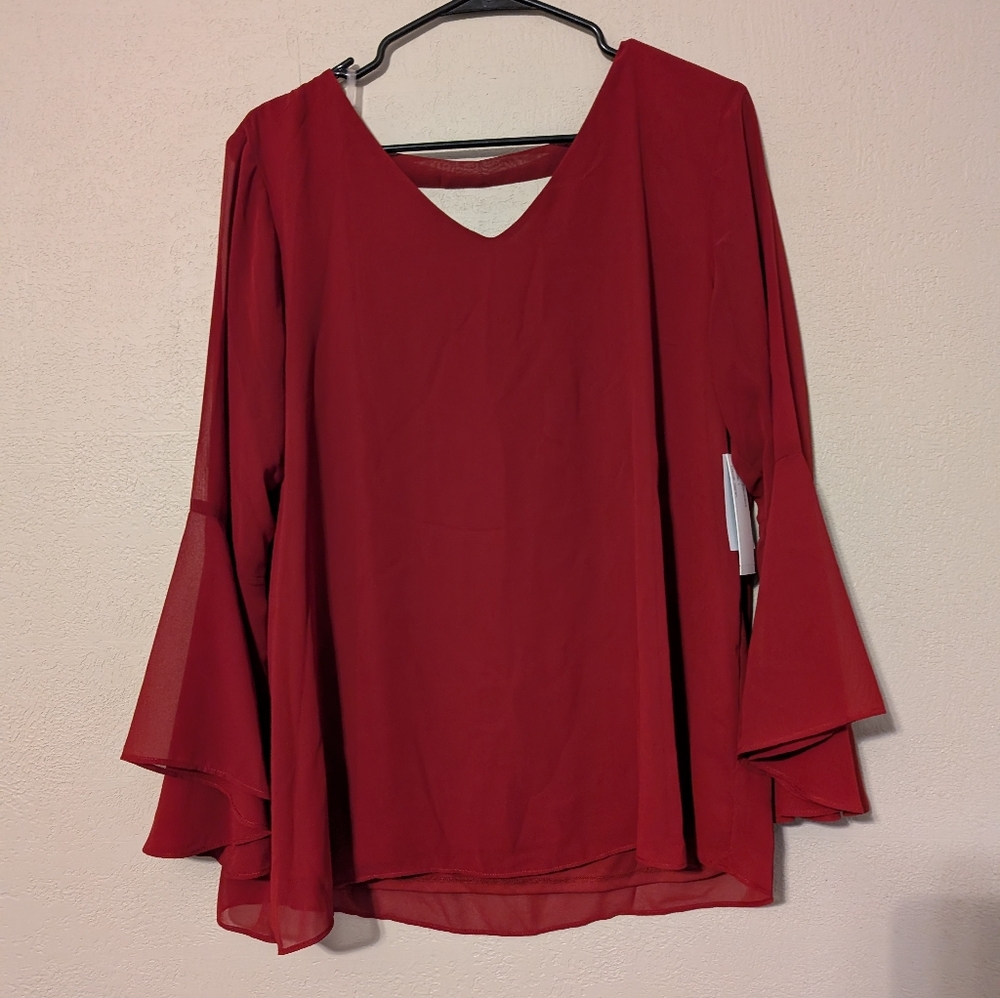 Zac & Rachel Deep Red Flowy Blouse